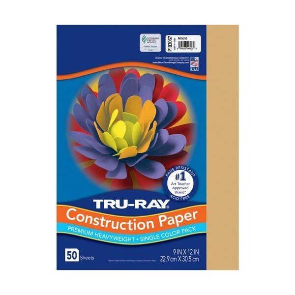 Pacon Construction Paper, 76 lb, 9inx12in, Almond, 50PK PACP103067 - main